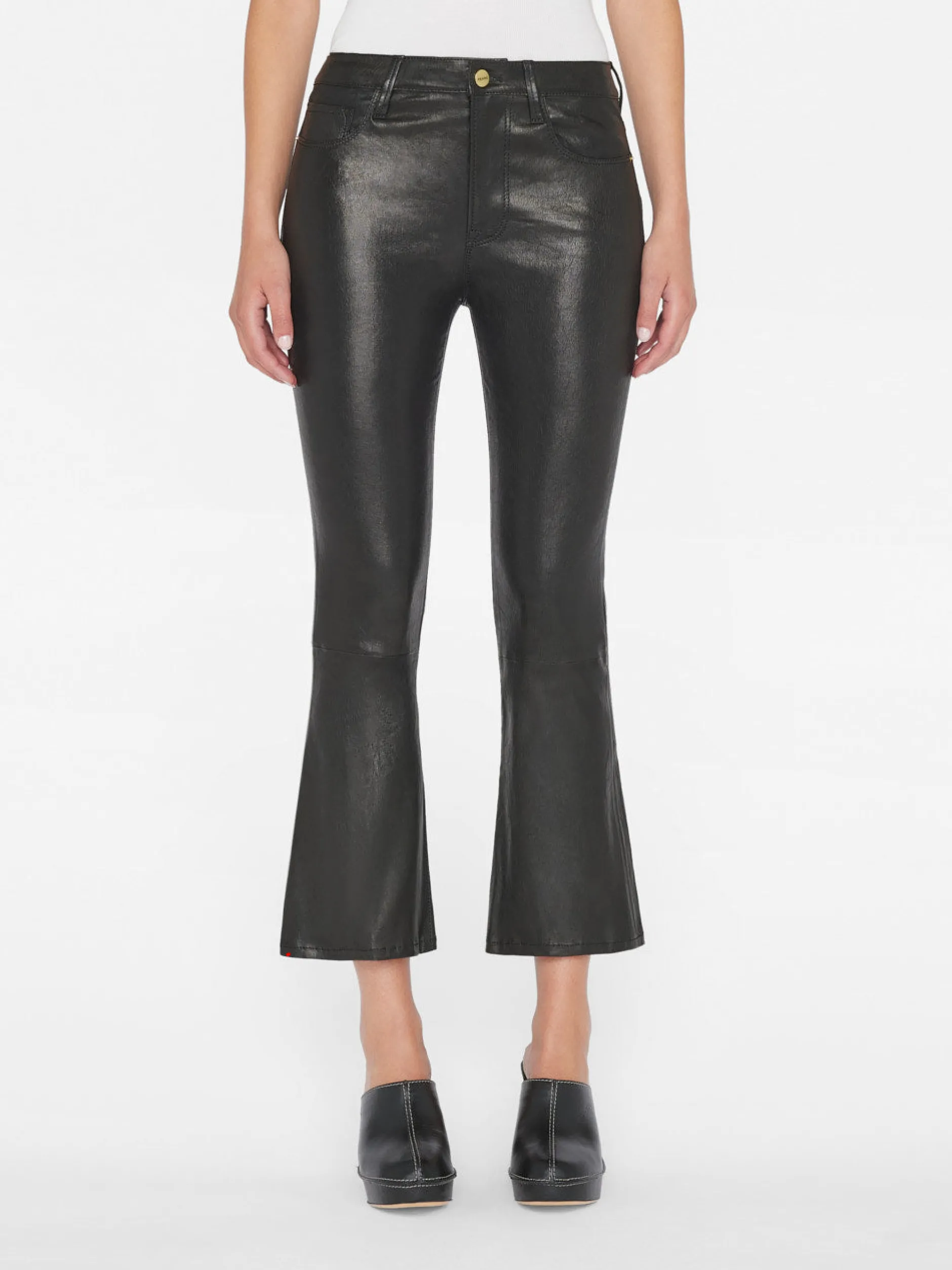 FRAME Leather Le Crop Mini Boot in Washed Black<Women Leather & Suede|Pants