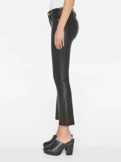 FRAME Leather Le Crop Mini Boot in Washed Black<Women Leather & Suede|Pants
