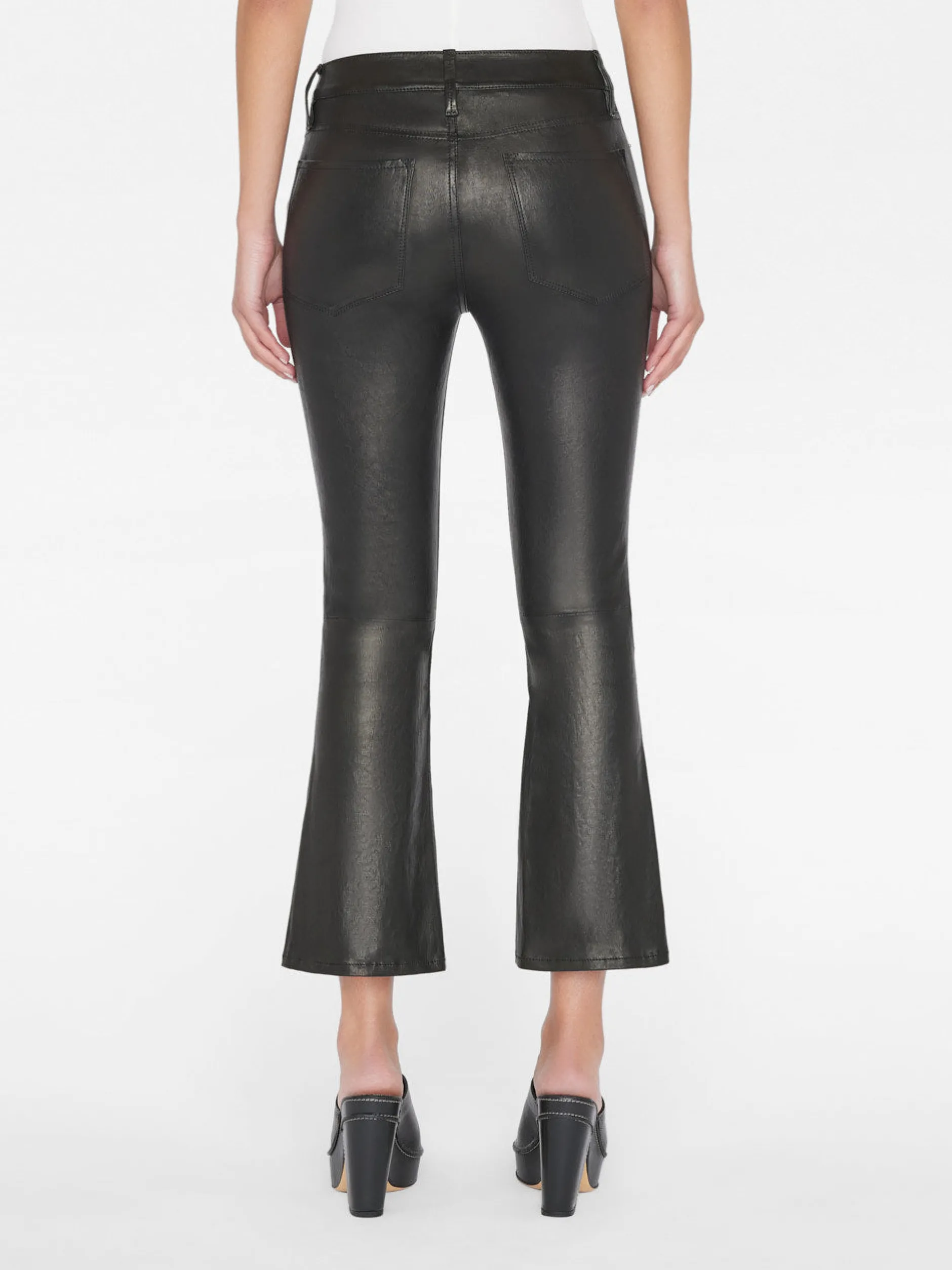 FRAME Leather Le Crop Mini Boot in Washed Black<Women Leather & Suede|Pants