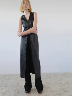 FRAME Leather Midi Vest Dress in<Women Leather & Suede|Jackets & Coats