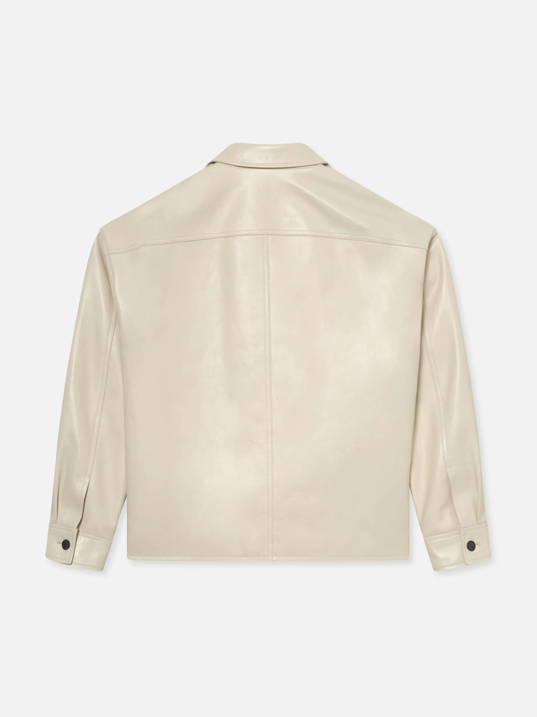 FRAME Leather Trucker Jacket in White Canvas< Leather & Suede|Jackets & Coats
