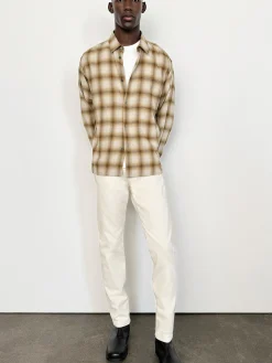 FRAME Light Weight Plaid Shirt in Tan Plaid< Shirts
