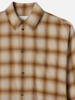 FRAME Light Weight Plaid Shirt in Tan Plaid< Shirts