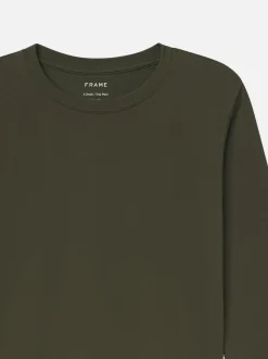 FRAME Long Sleeve Baby Tee in Rich Military<Women Tanks & Tees