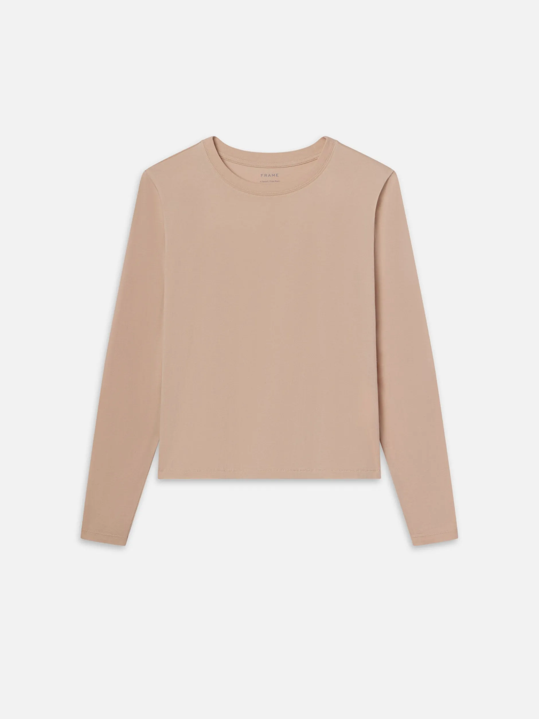 FRAME Long Sleeve Baby Tee in Almond Pink<Women Tanks & Tees