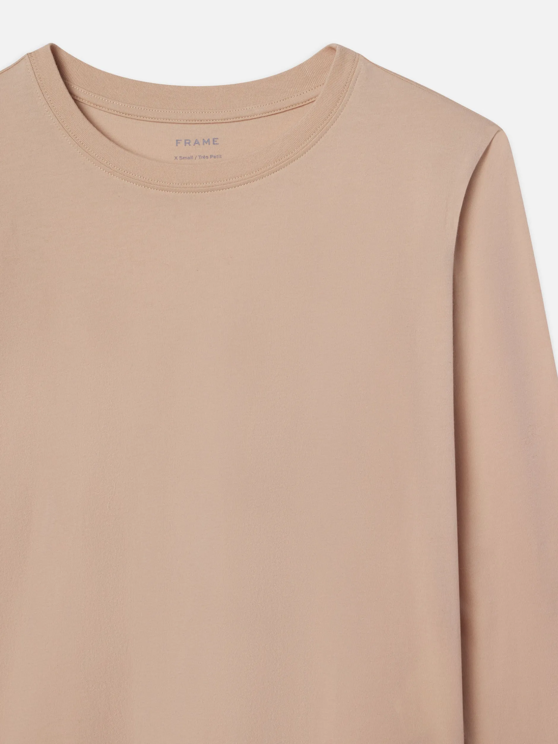 FRAME Long Sleeve Baby Tee in Almond Pink<Women Tanks & Tees