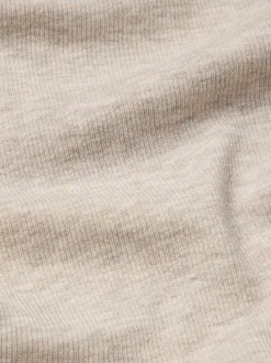 FRAME Long Sleeve Rib Button Crew in Oatmeal Heather<Women Tanks & Tees