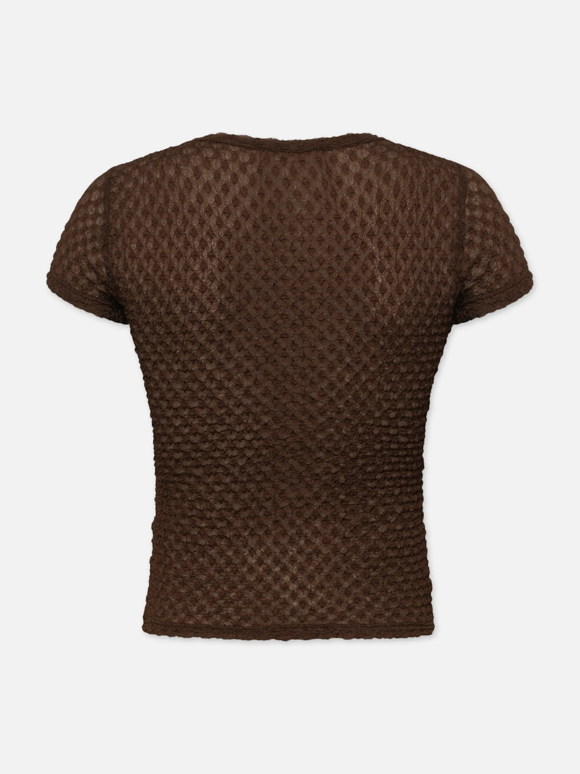 FRAME Mesh Lace Baby Tee in Chocolate Brown<Women Tops & Blouses