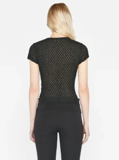 FRAME Mesh Lace Baby Tee in<Women Tops & Blouses