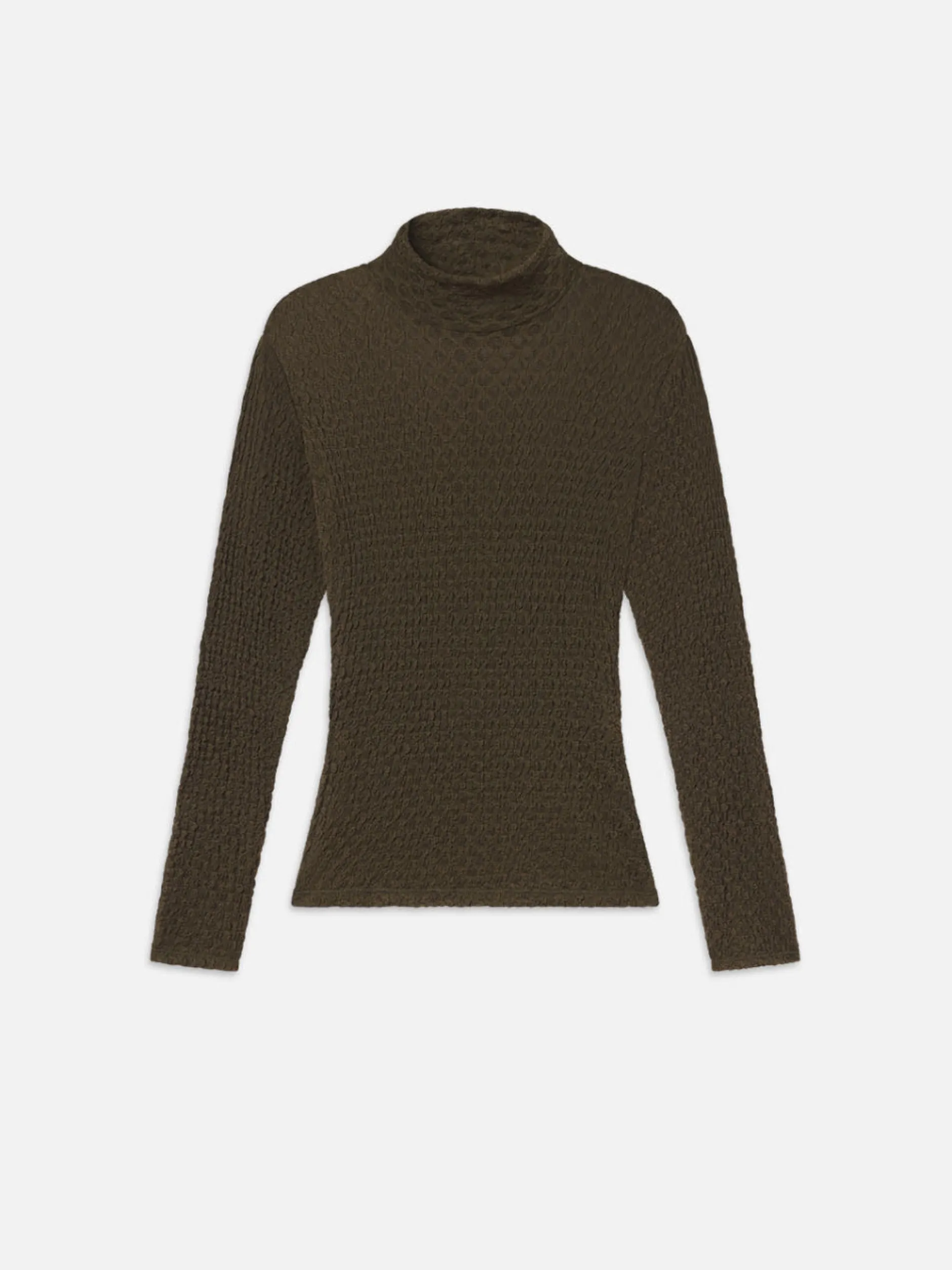 FRAME Mesh Lace Turtleneck in Rich Military<Women Tops & Blouses