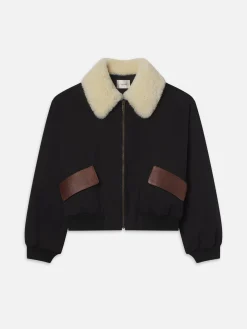 FRAME Mixed Leather Bomber in<Women Jackets & Coats