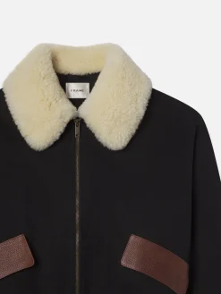 FRAME Mixed Leather Bomber in<Women Jackets & Coats