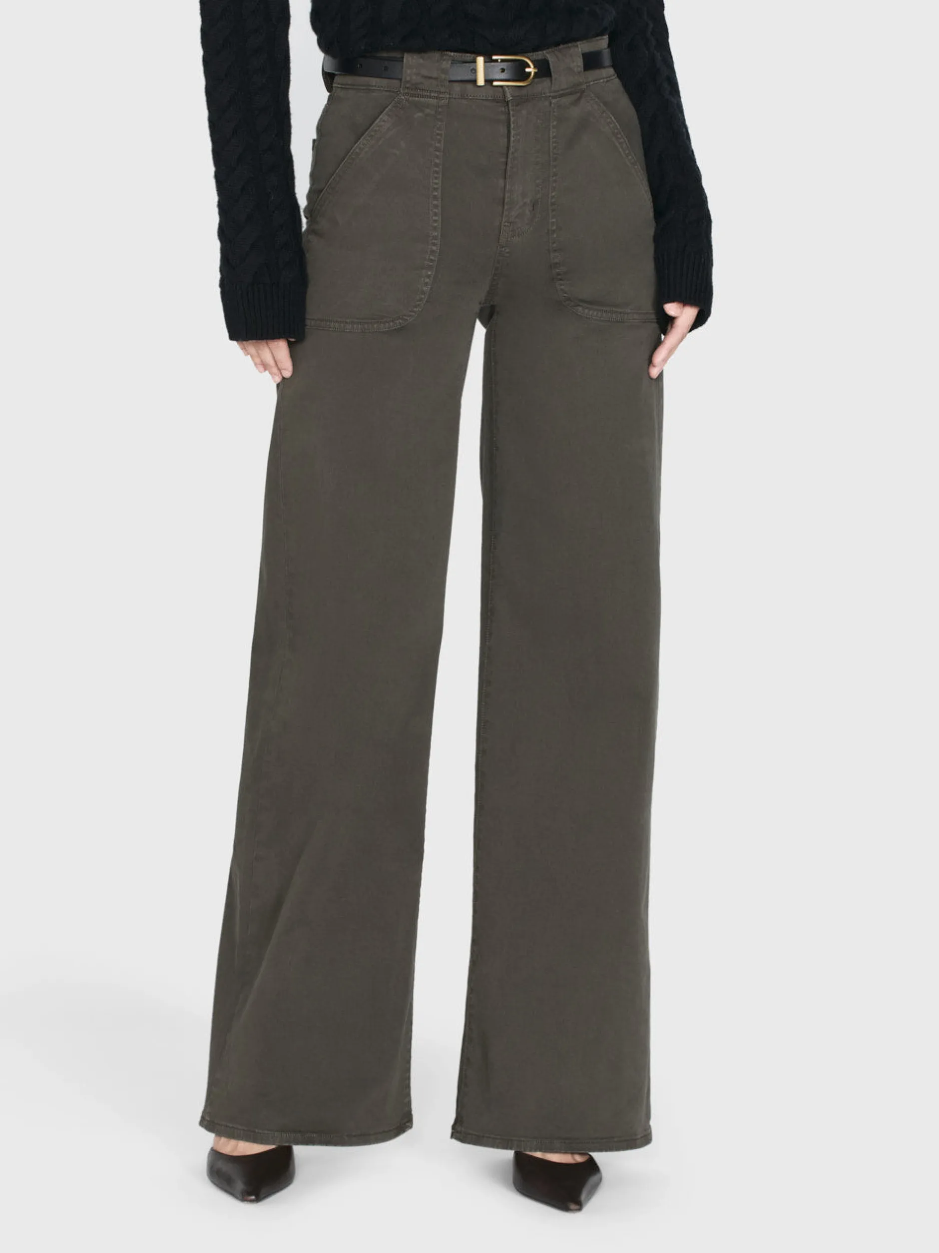 FRAME Modern Pocket Pant in Rich Military<Women Wide Leg
