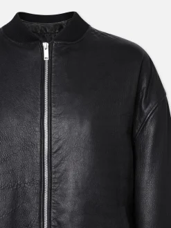 FRAME Oversized Leather Bomber in<Women Leather & Suede|Jackets & Coats