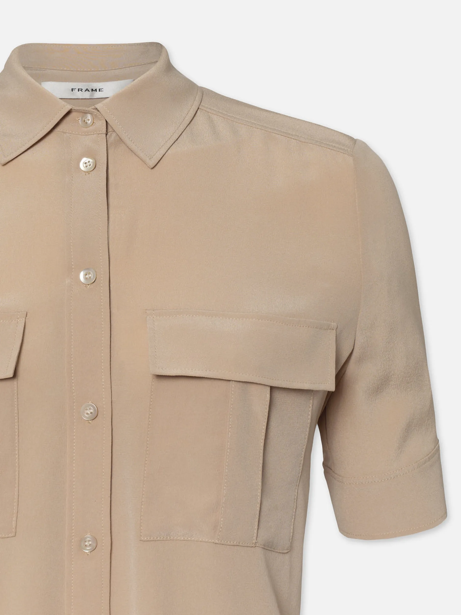 FRAME Patch Pocket Button Down in Khaki Tan<Women Tops & Blouses