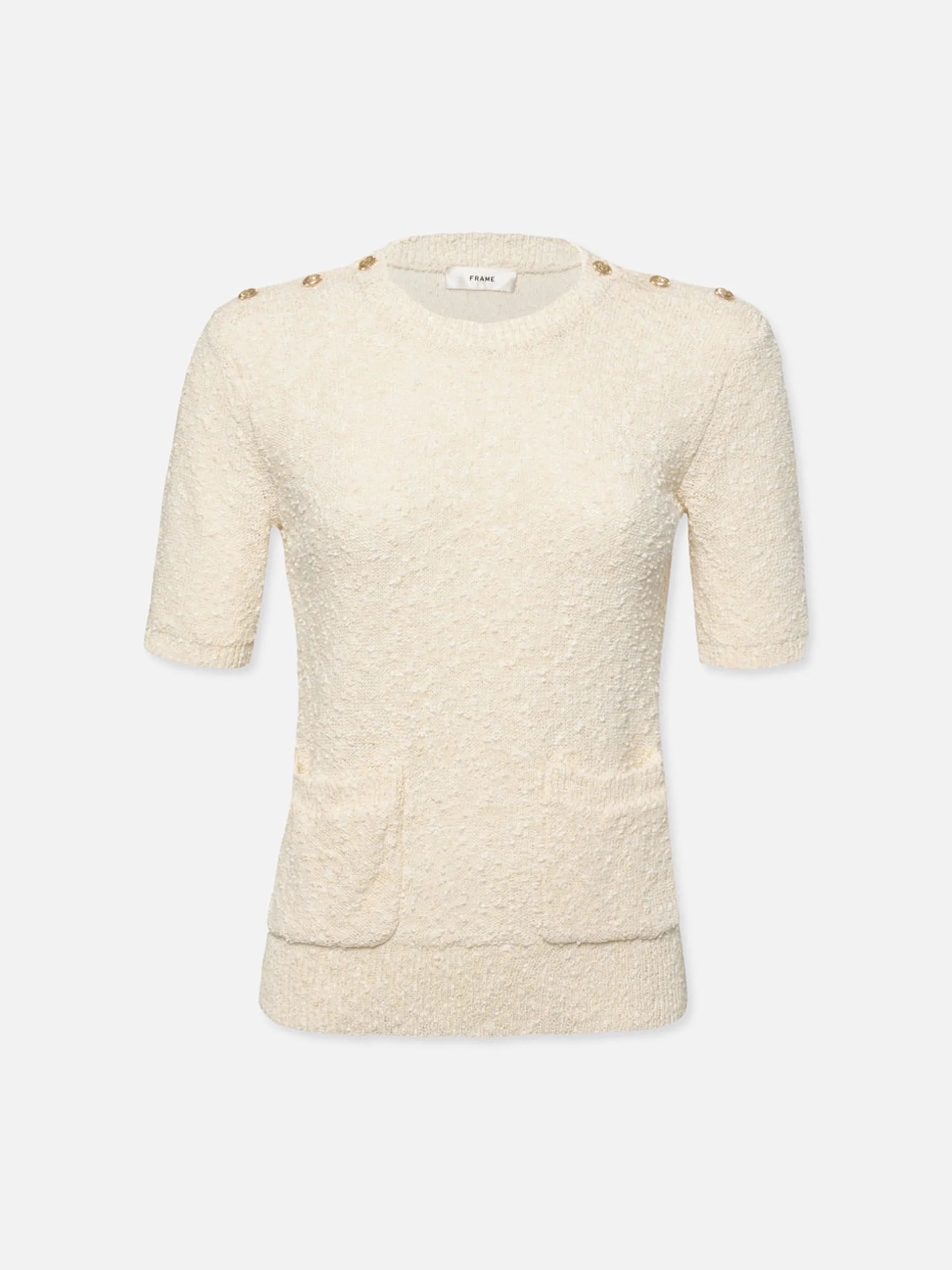 FRAME Patch Pocket Short Sleeve Sweater in<Women Sweaters