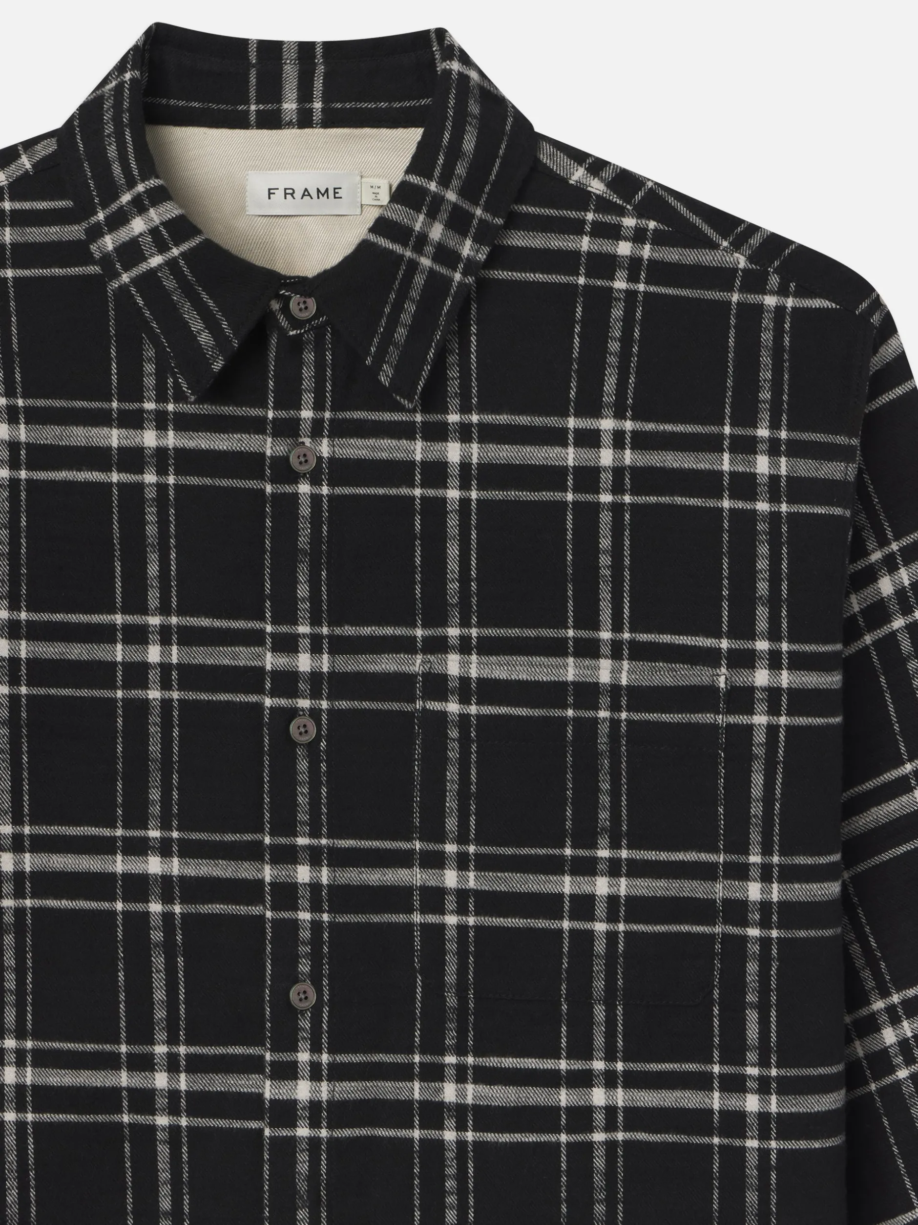 FRAME Plaid Overshirt in Black Plaid< Jackets & Coats|Shirts