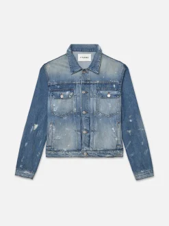 FRAME Pleated Jacket in Raywood Rips< Denim Jackets|Jackets & Coats