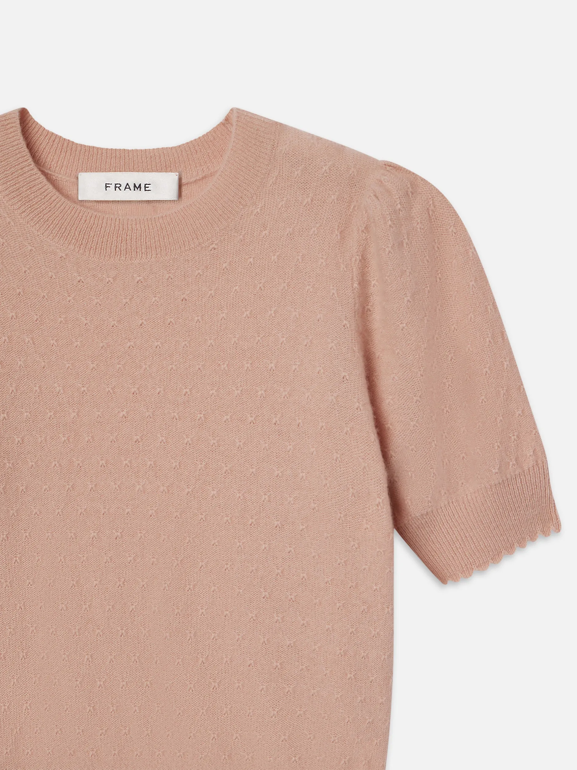 FRAME Pointelle Puff Sleeve Sweater in<Women Sweaters