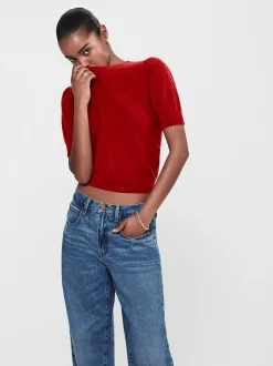 FRAME Pointelle Puff Sleeve Sweater in<Women Sweaters