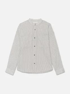 FRAME Relaxed Striped Shirt in Black White Stripe< Shirts