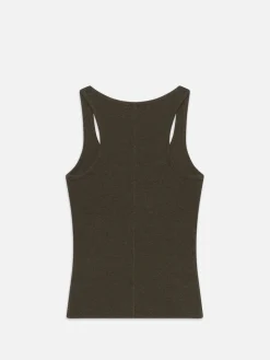 FRAME Rib Scoop Neck Tank in Rich Military Heather<Women Tanks & Tees