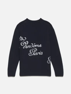 FRAME Ritz Mens Crew Sweater in Navy Multi< Sweaters & Hoodies