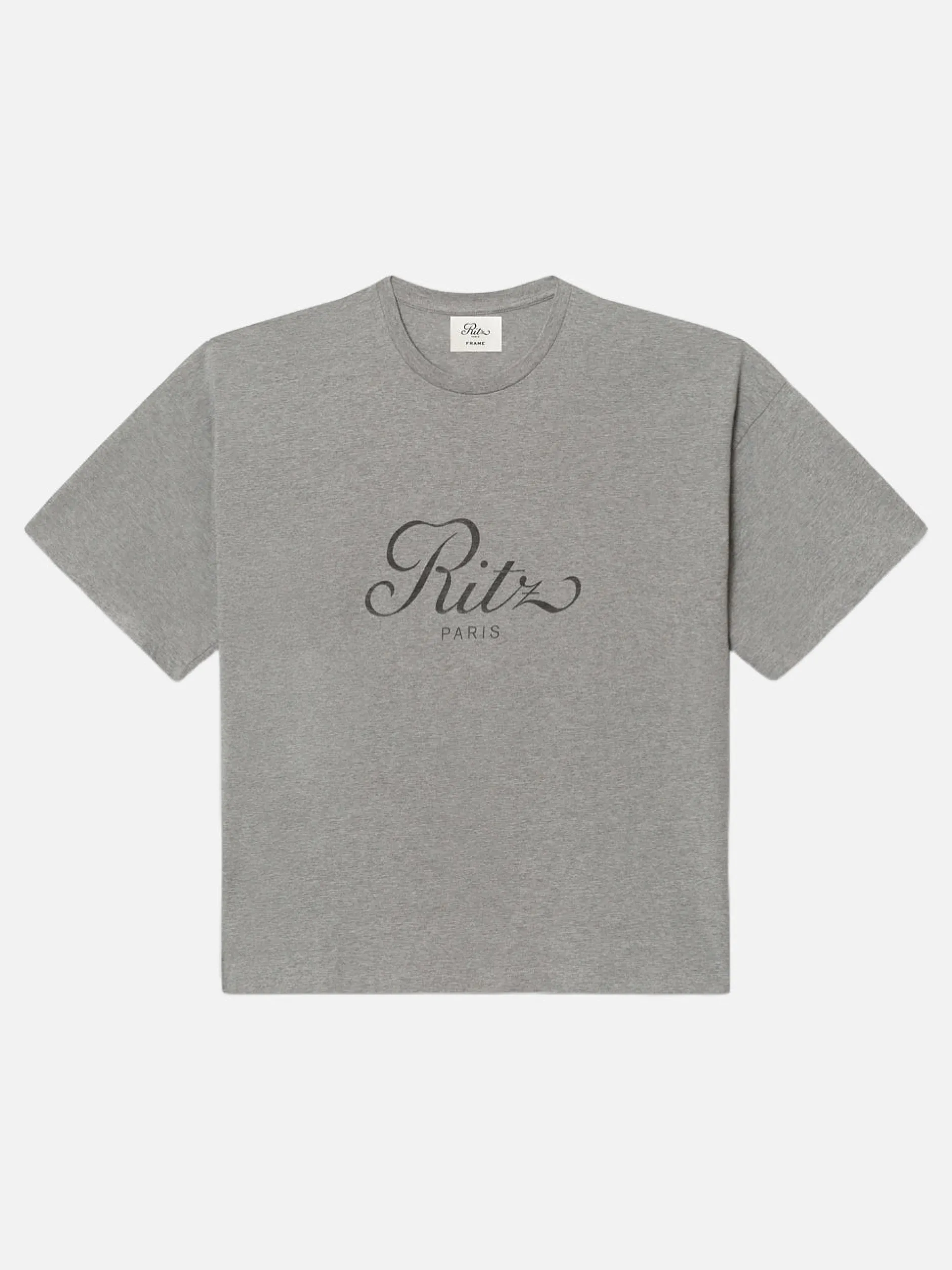 FRAME Ritz Men's Cropped Relaxed T Shirt in Heather Grey< Tees & Polos