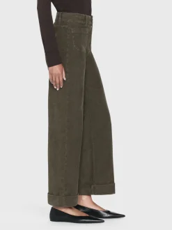 FRAME 70's Cropped Wide Leg Corduroy in Rich Military<Women Wide Leg