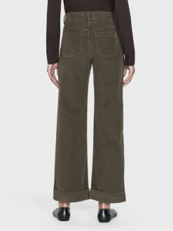 FRAME 70's Cropped Wide Leg Corduroy in Rich Military<Women Wide Leg
