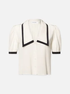 FRAME Sailor Blouse in Cream Multi<Women Tops & Blouses