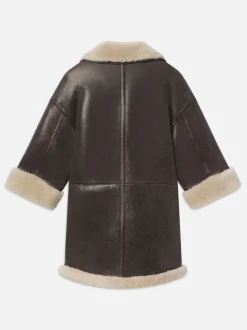 FRAME Shearling Cocoon Coat in<Women Leather & Suede|Jackets & Coats