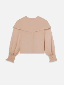 FRAME Sheer Ruffle Blouse in Light Petal<Women Tops & Blouses