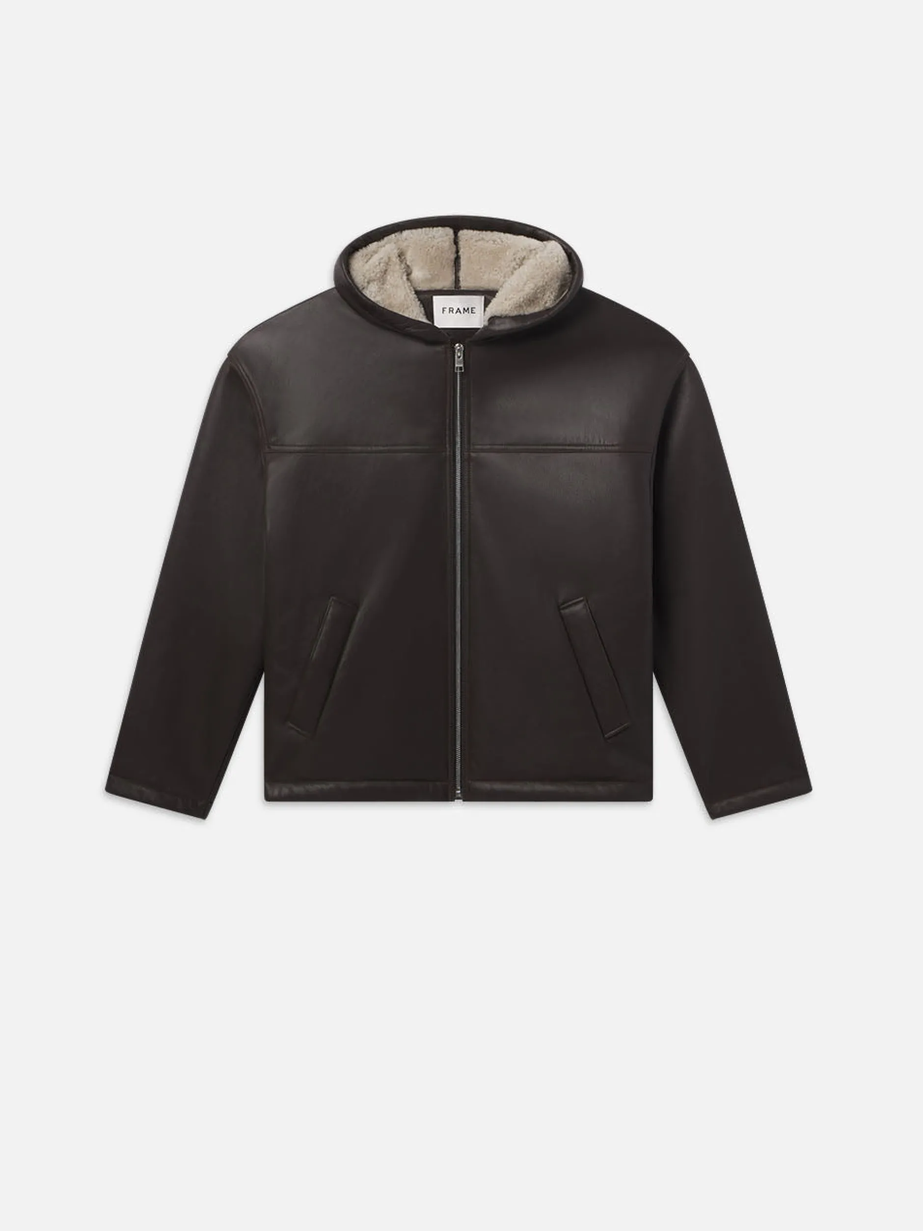 FRAME Sherpa Hoodie in Dark Brown< Leather & Suede|Jackets & Coats