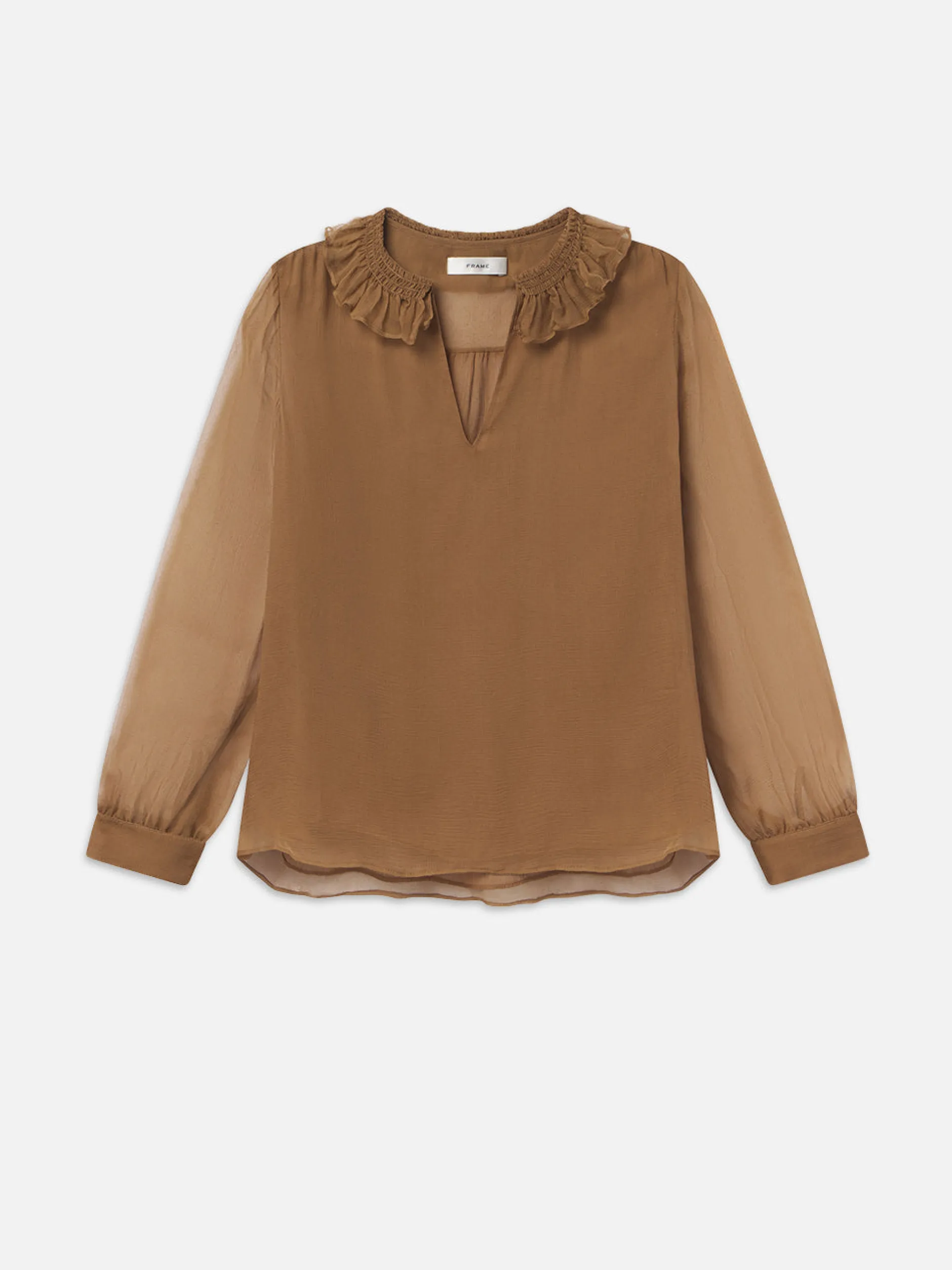 FRAME Shirred Ruffle Neck Blouse in<Women Tops & Blouses