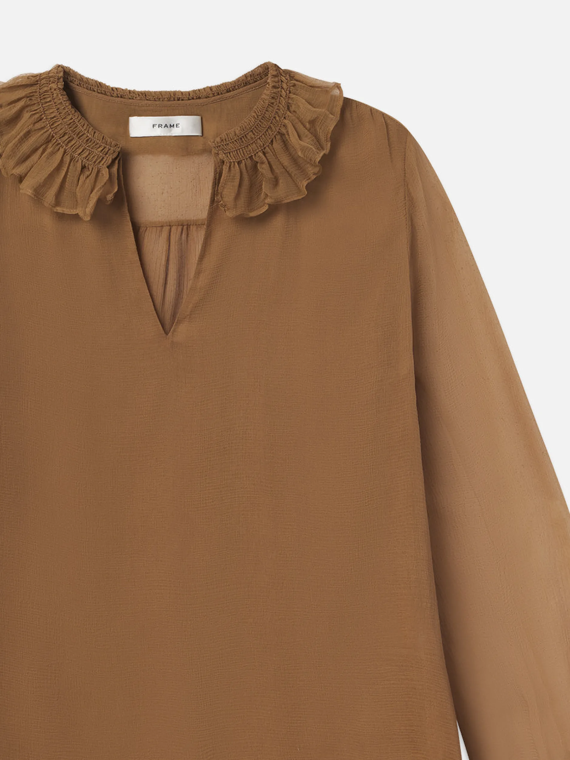 FRAME Shirred Ruffle Neck Blouse in<Women Tops & Blouses