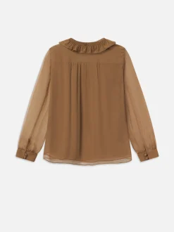 FRAME Shirred Ruffle Neck Blouse in<Women Tops & Blouses