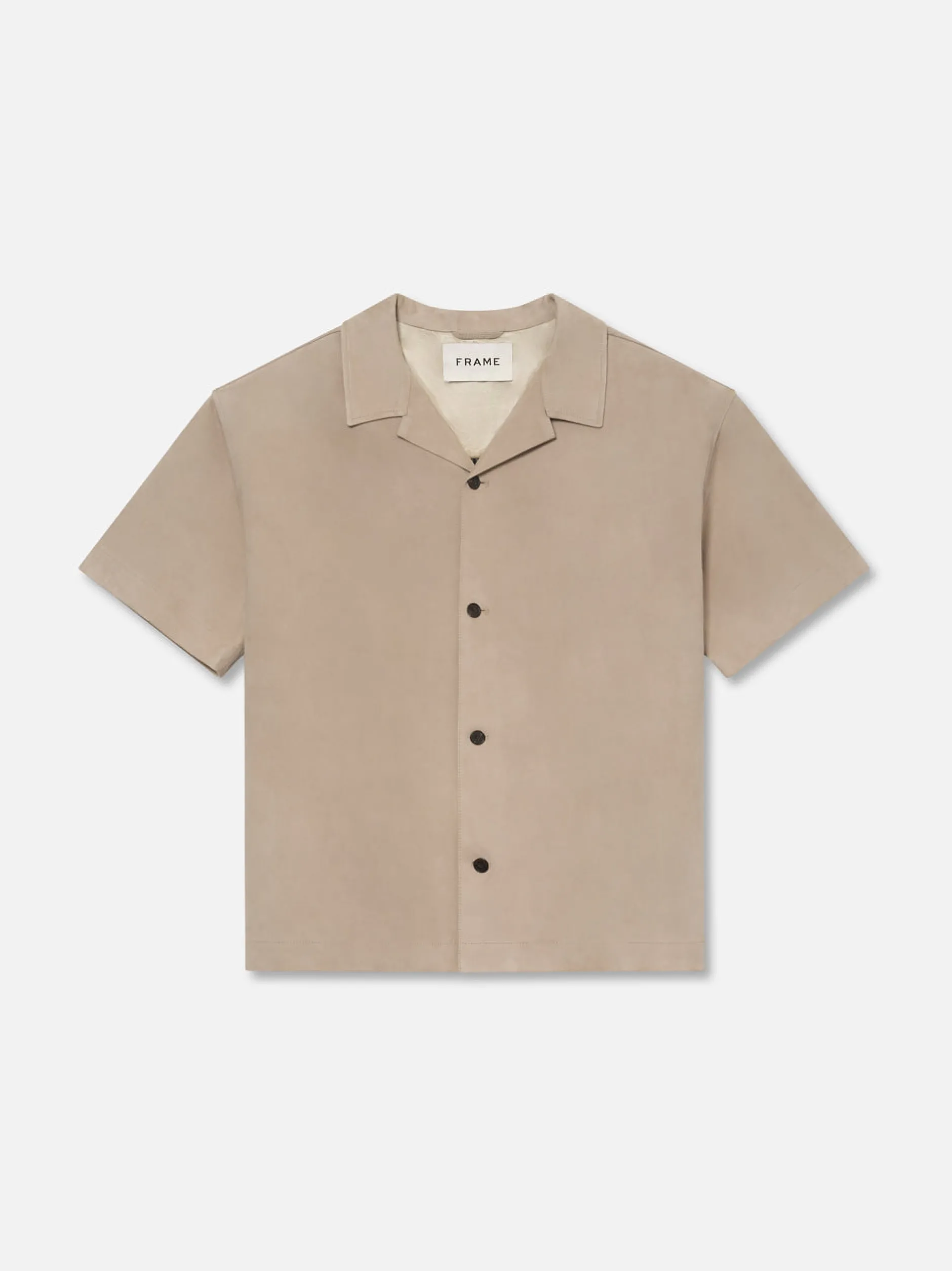 FRAME Short Sleeve Suede Shirt in Smoke Grey< Leather & Suede