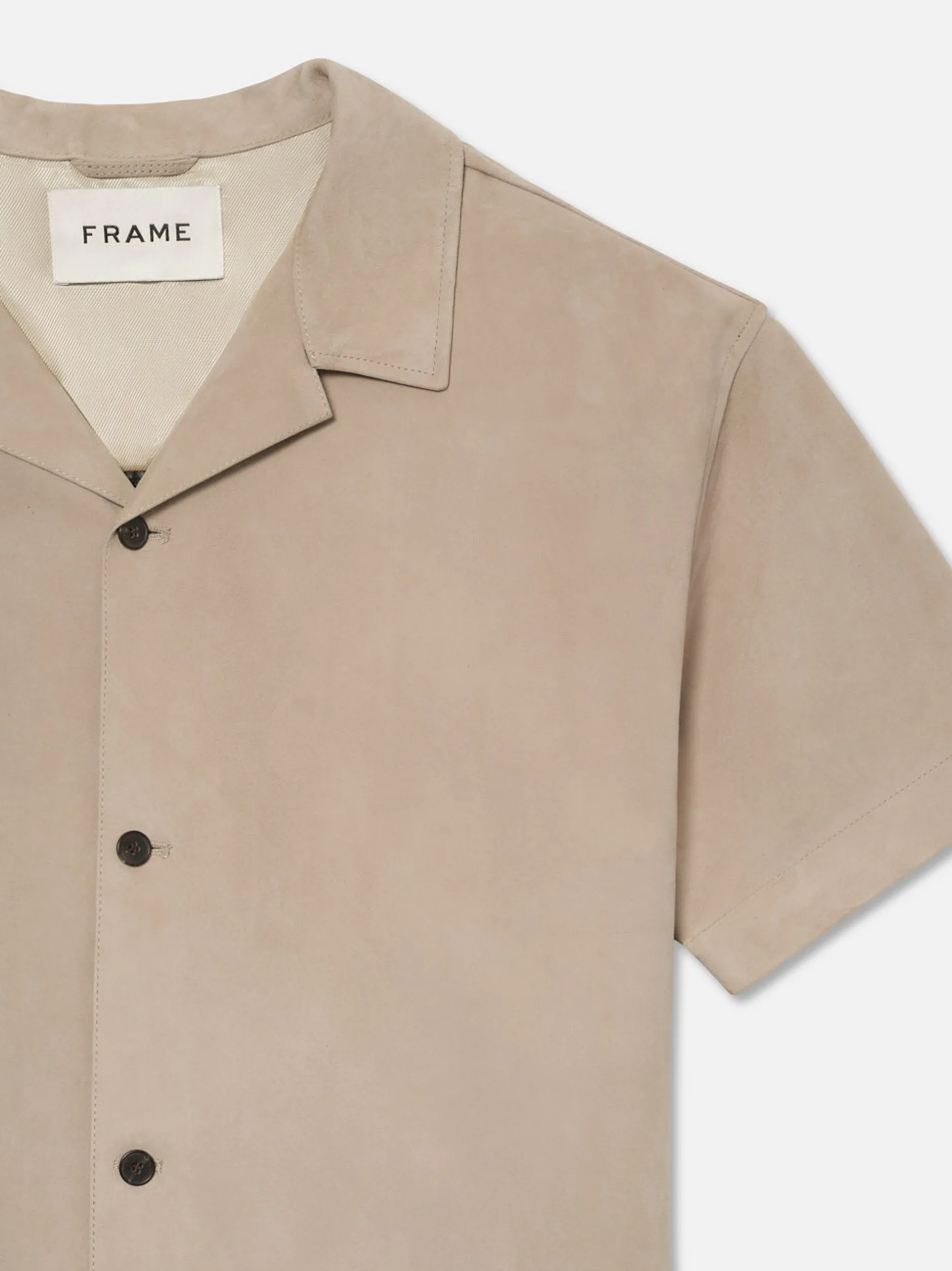 FRAME Short Sleeve Suede Shirt in Smoke Grey< Leather & Suede