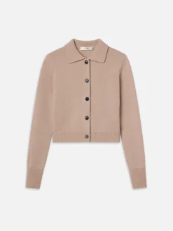 FRAME Shrunken Cashmere Cardi in Almond Pink<Women Sweaters