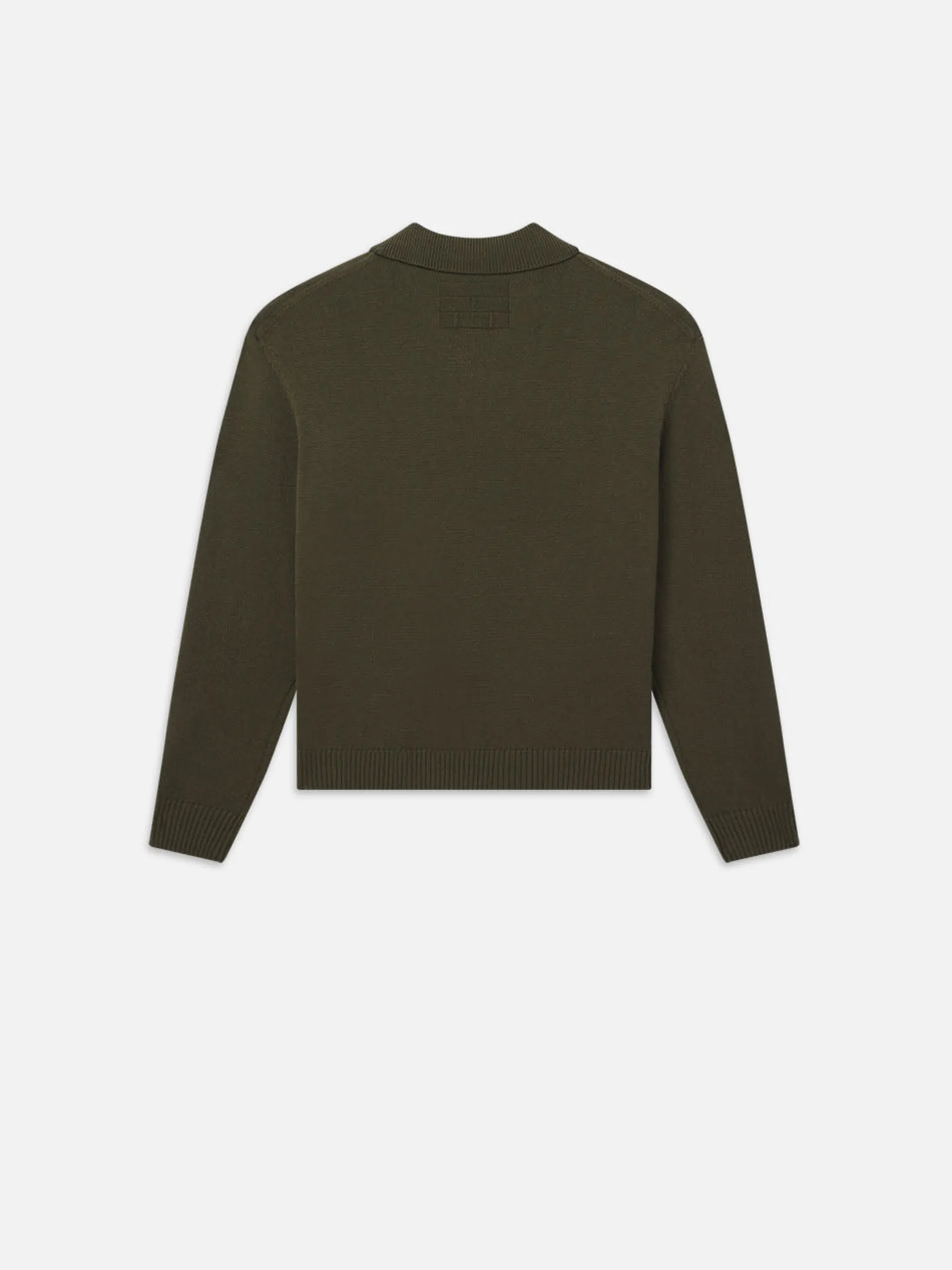 FRAME Silk Blend Polo Sweater in Dark Olive< Sweaters & Hoodies