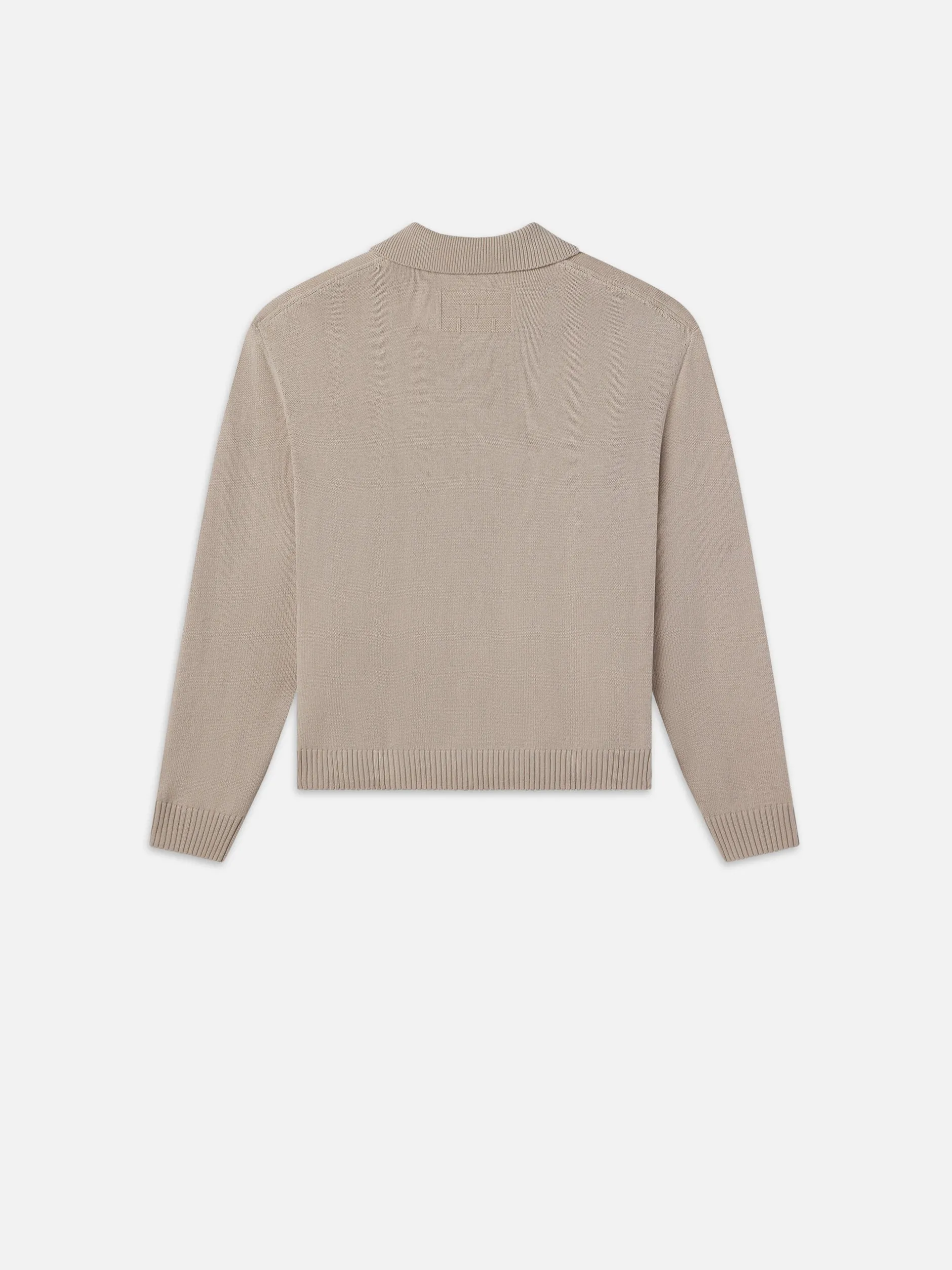 FRAME Silk Blend Polo Sweater in Grey Beige< Sweaters & Hoodies