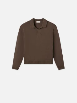 FRAME Silk Blend Polo Sweater in Soft Mocha< Sweaters & Hoodies