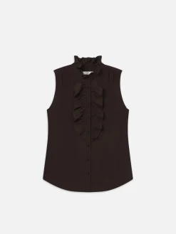FRAME Sleeveless Ruffle Front Blouse in<Women Tops & Blouses