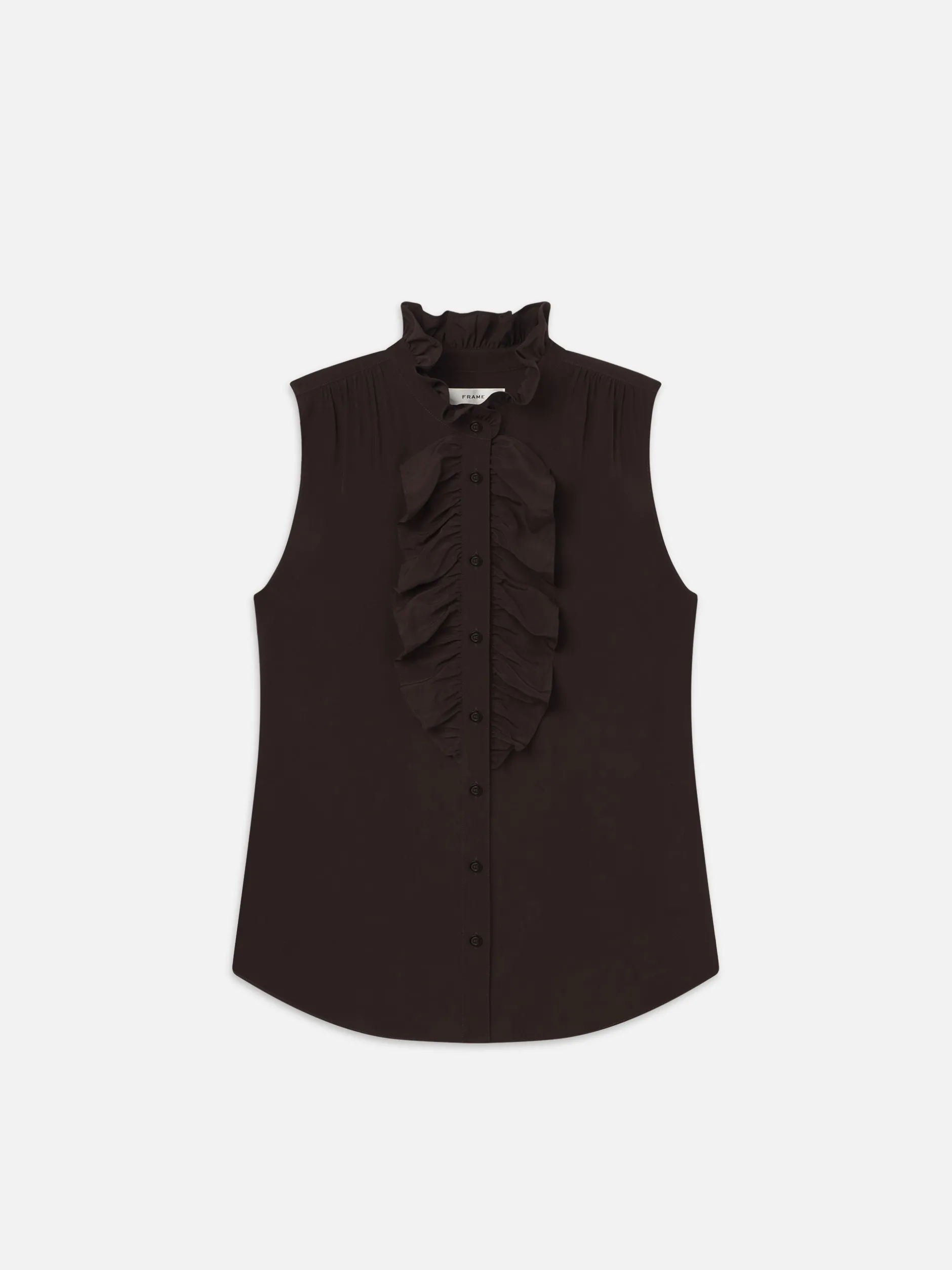 FRAME Sleeveless Ruffle Front Blouse in<Women Tops & Blouses