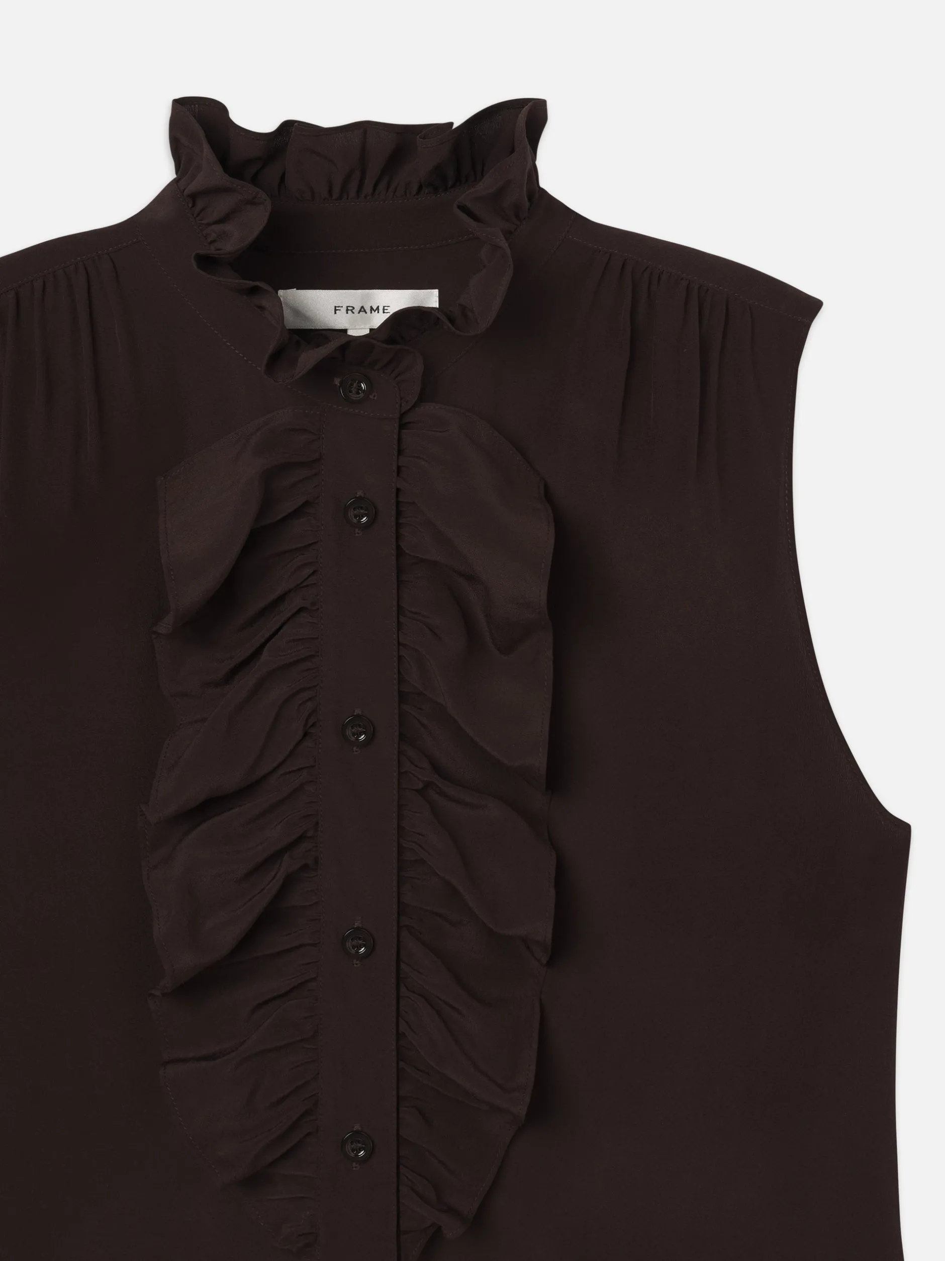 FRAME Sleeveless Ruffle Front Blouse in<Women Tops & Blouses