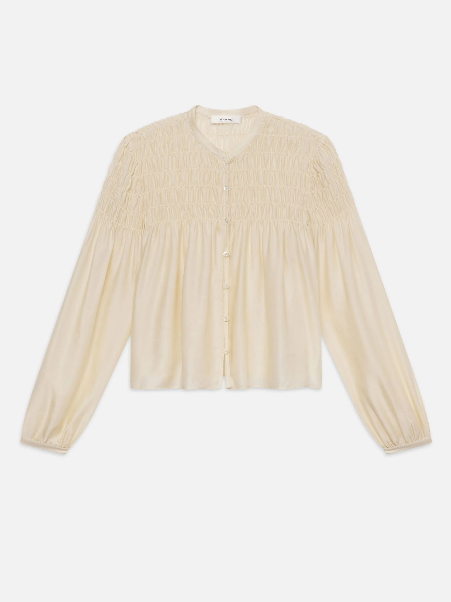 FRAME Smocked Collarless Blouse in<Women Tops & Blouses