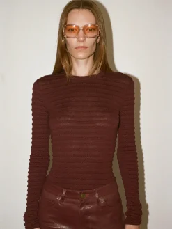 FRAME Smocked Long Sleeve Crewneck in<Women Tops & Blouses|Sweaters