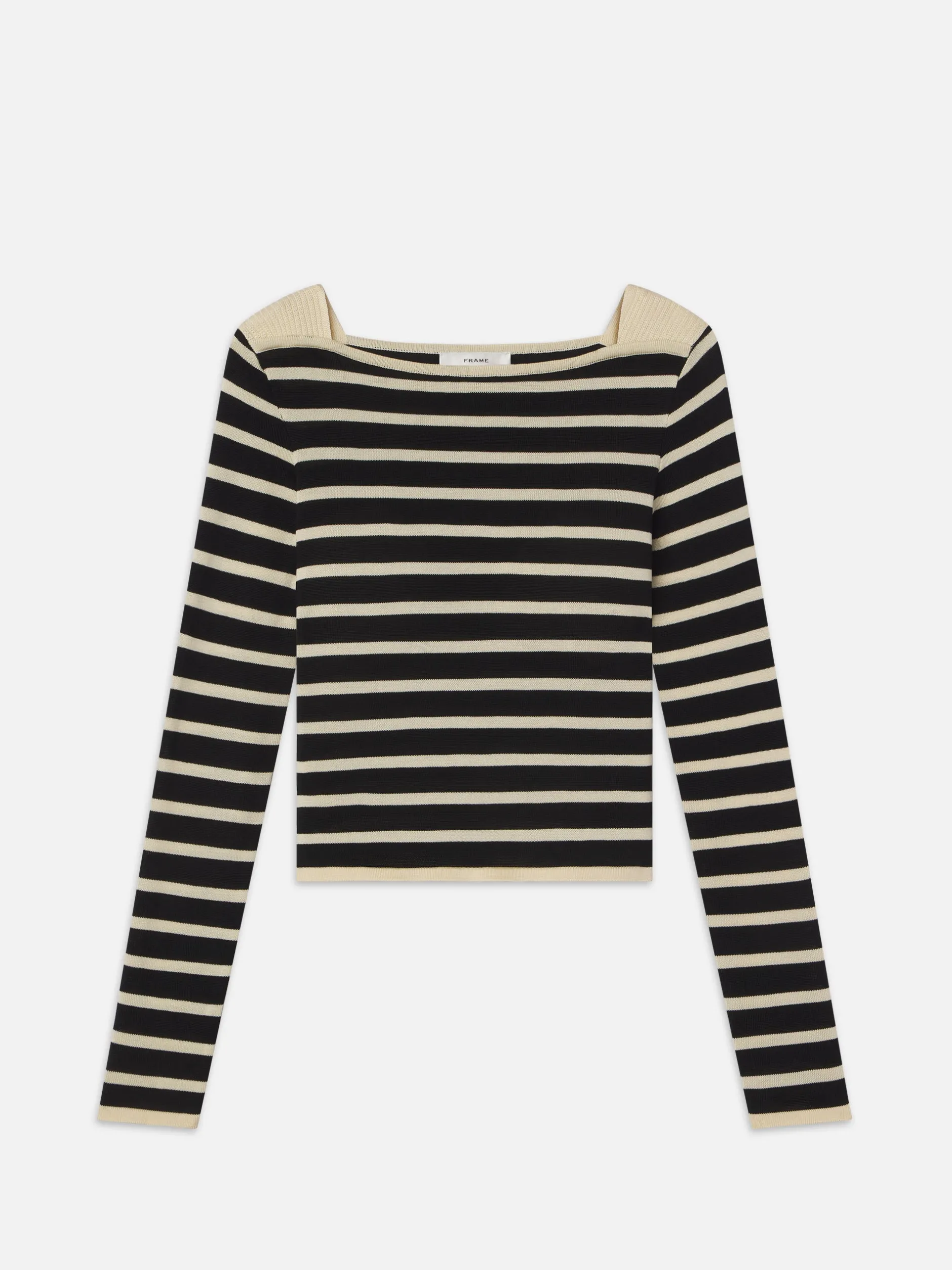 FRAME Striped Boatneck Sweater in Black Multi<Women Sweaters