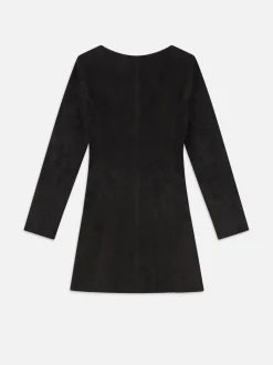 FRAME Suede Button Front Mini Dress in<Women Leather & Suede|Dresses & Jumpsuits